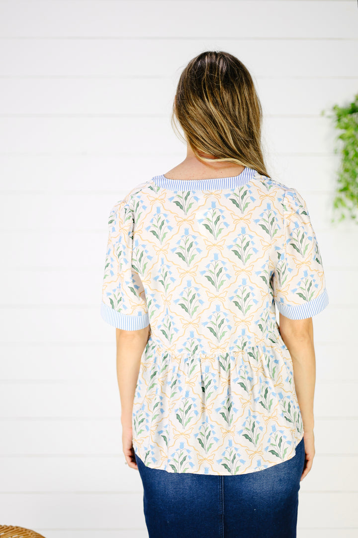 Zaria Print Top- Blue