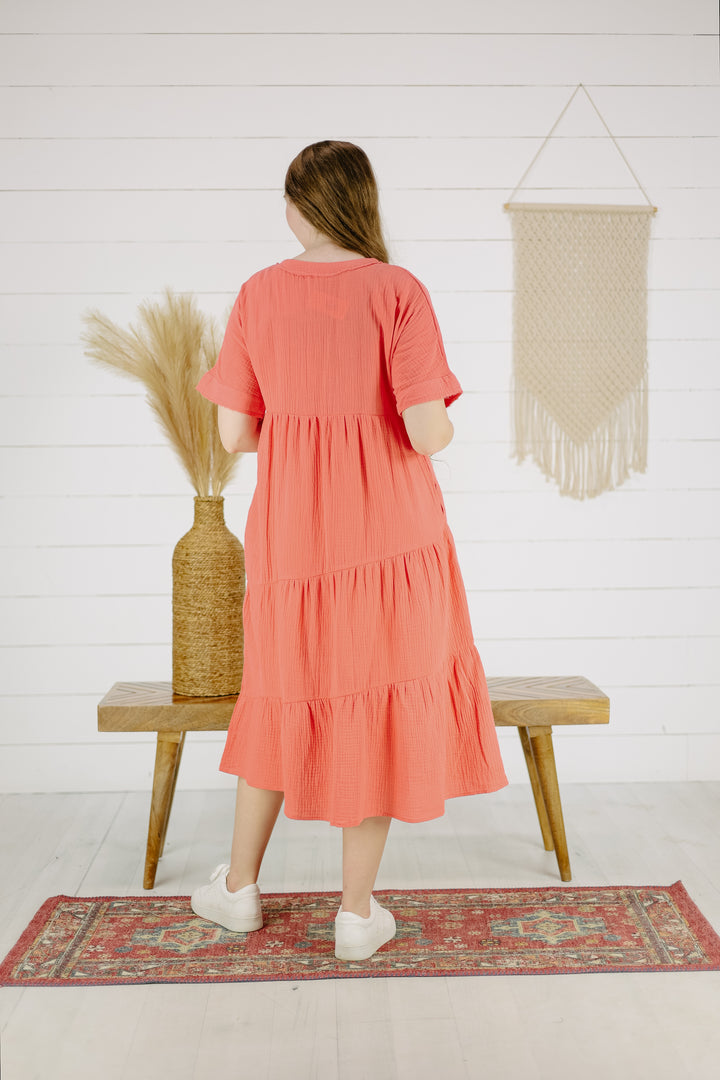 Silas Midi Dress - Apricot/Final Sale