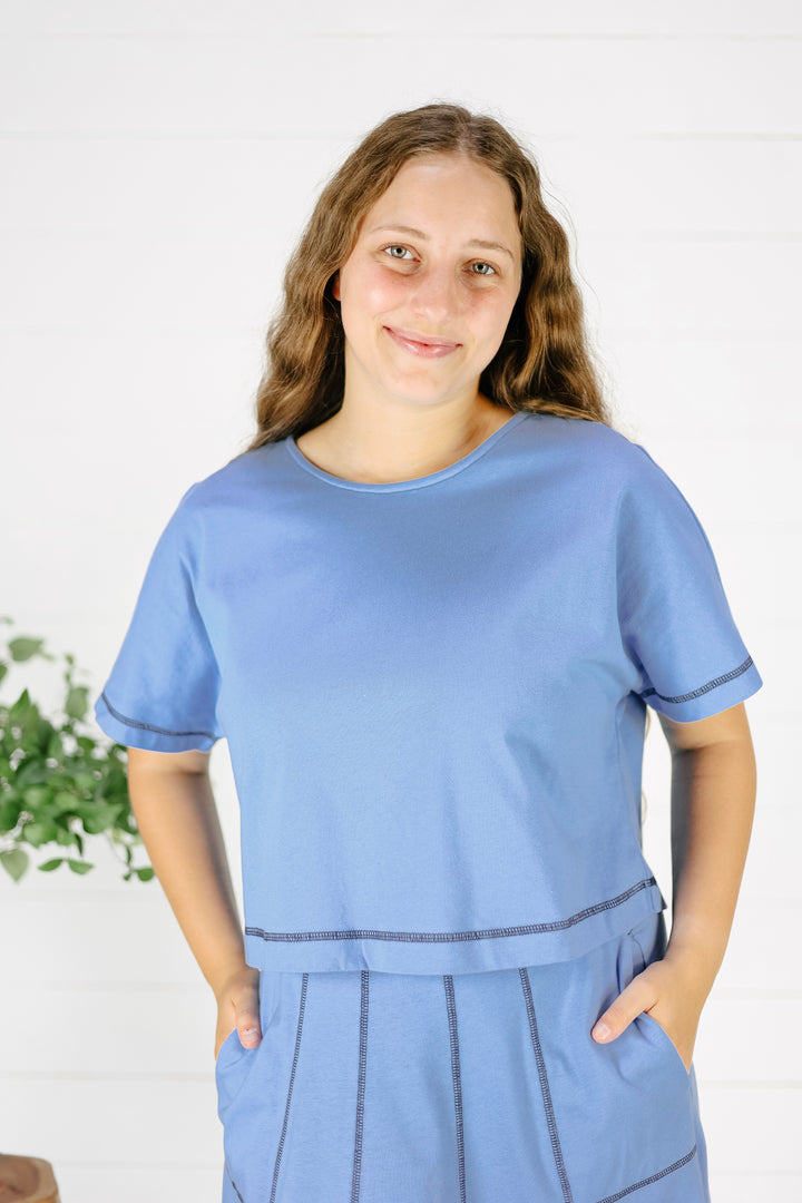 Braxton Crop Top-Blue
