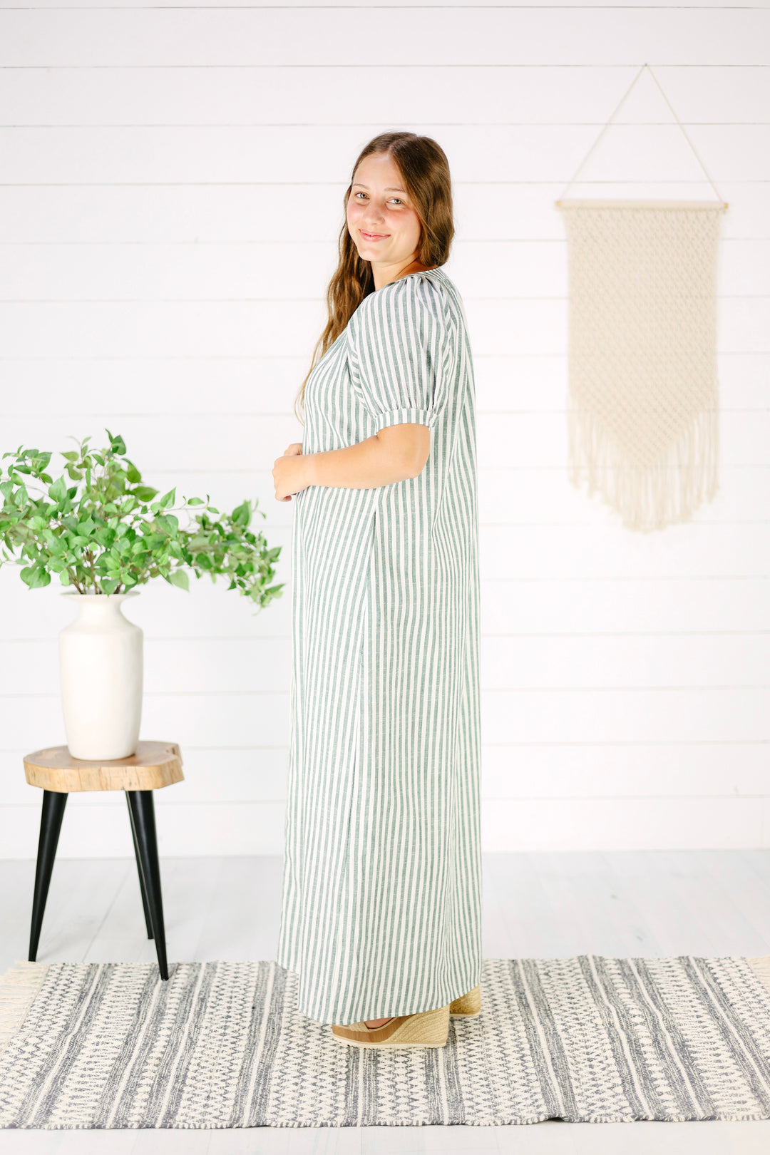 Kinslee Stripe Maxi Dress-Green