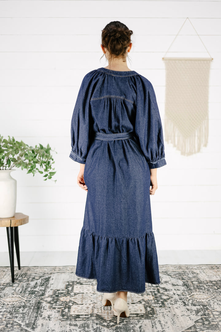 Kerry Chambray Midi Dress - Denim