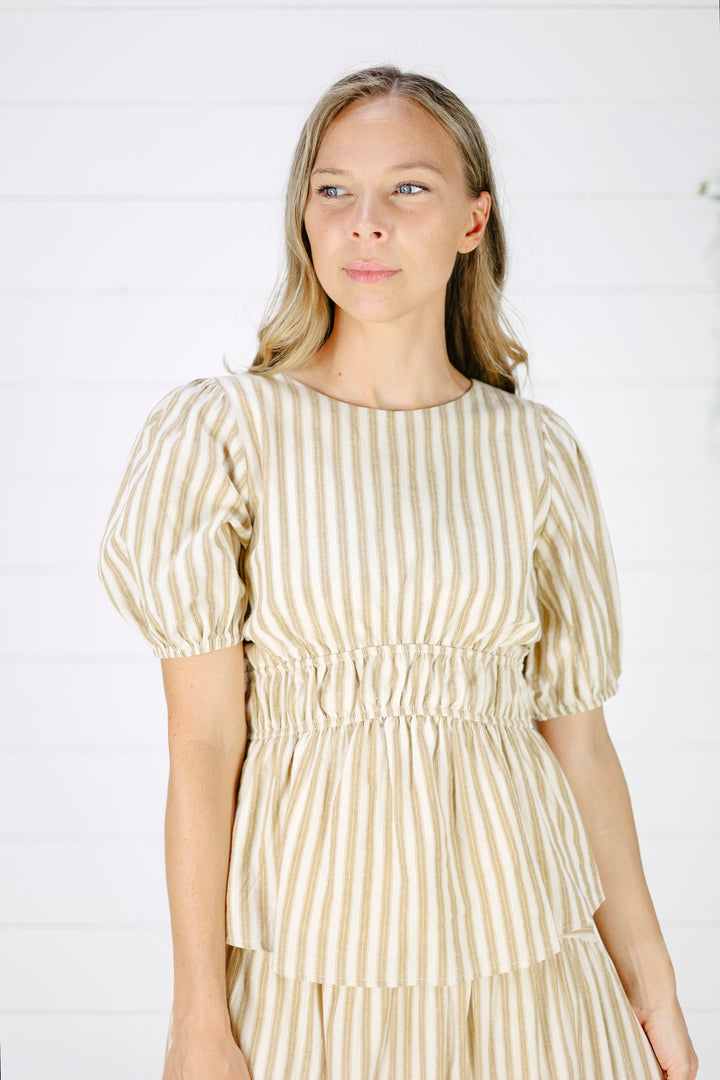 Brooklyn Stripe Top- Camel