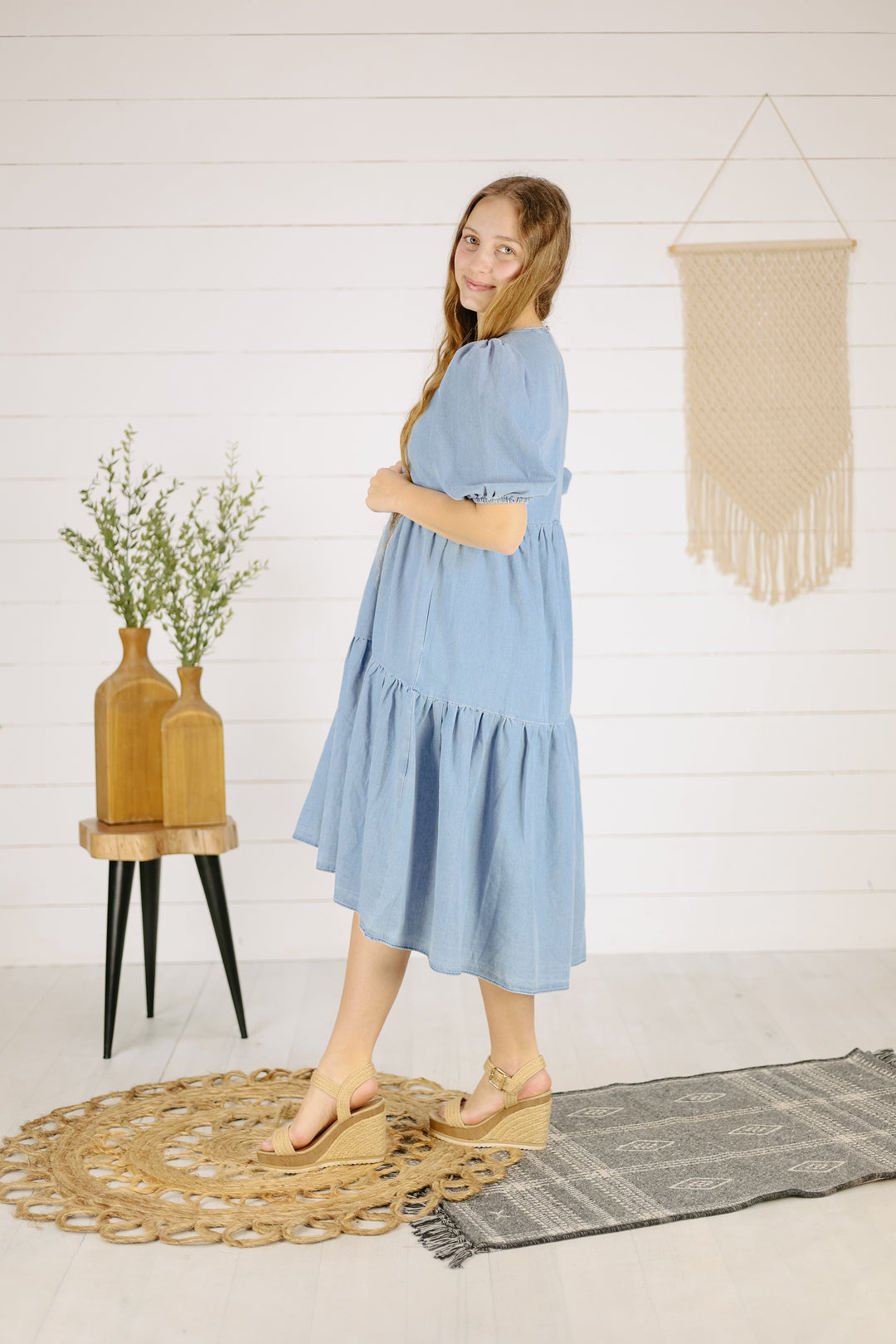 Lauretta Midi Dress- Light Denim