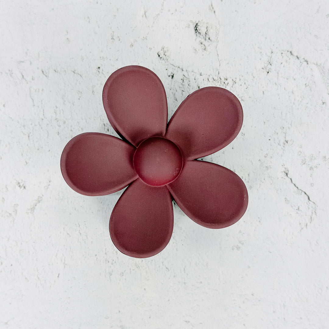 Daisy Flower Hair Clip-Burgundy
