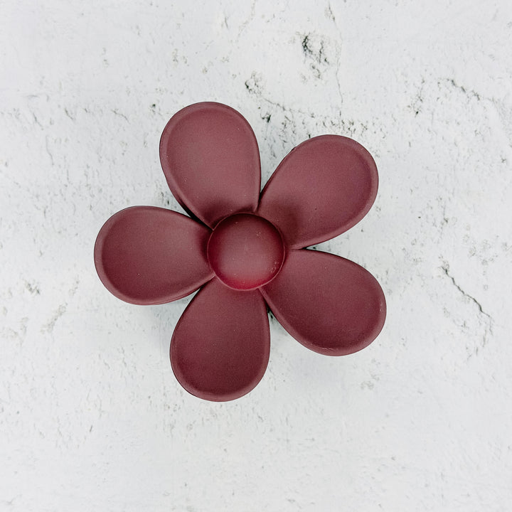 Daisy Flower Hair Clip-Burgundy