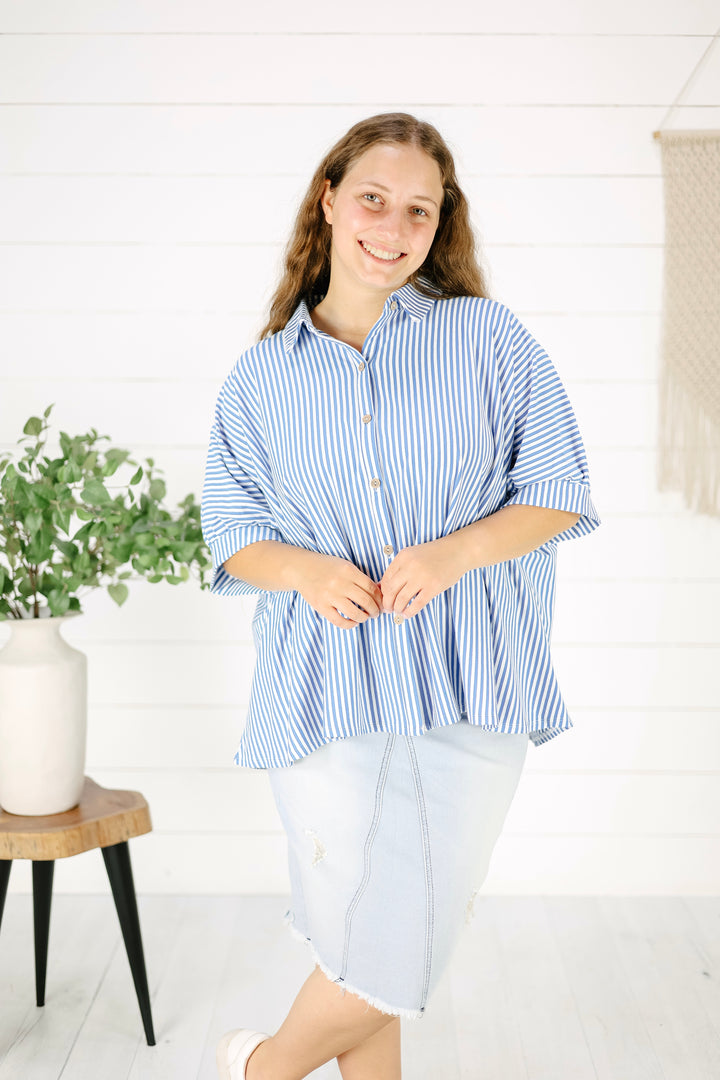 Constance Stripe Top-Blue