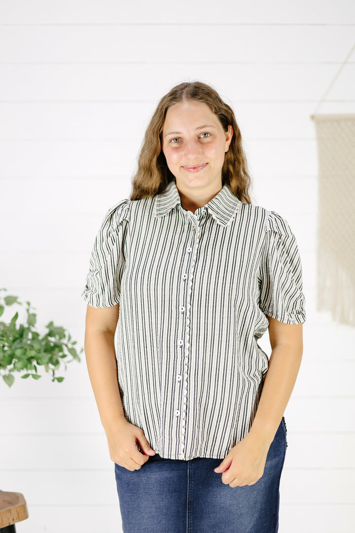 Sadie Stripe Top- Black