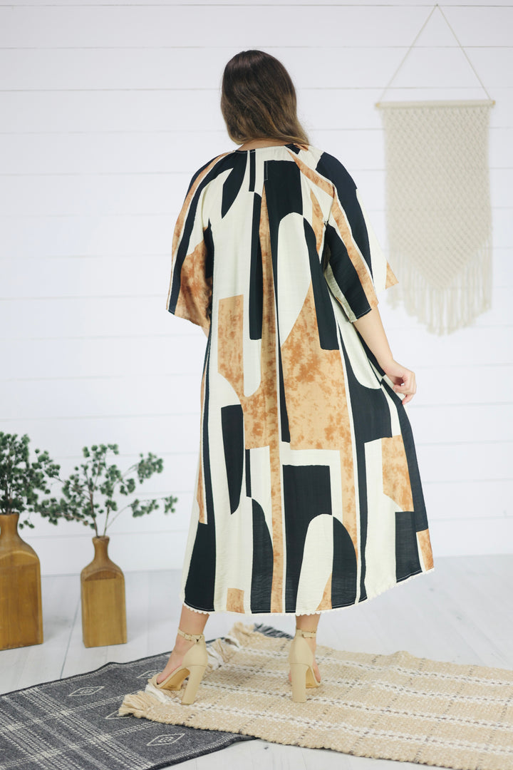 Carmen Abstract Dress- Black