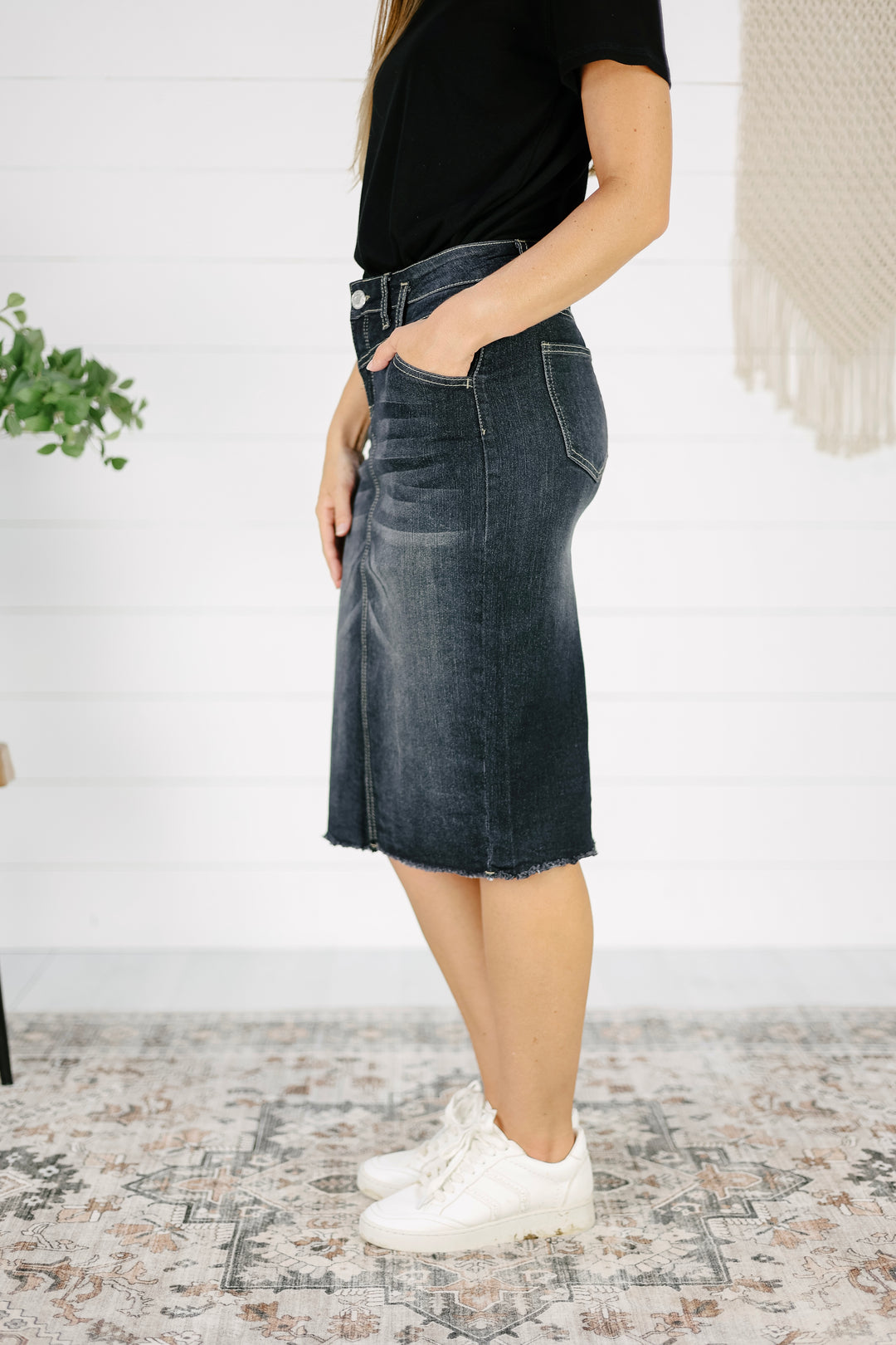 Weslynn Denim Skirt - Black