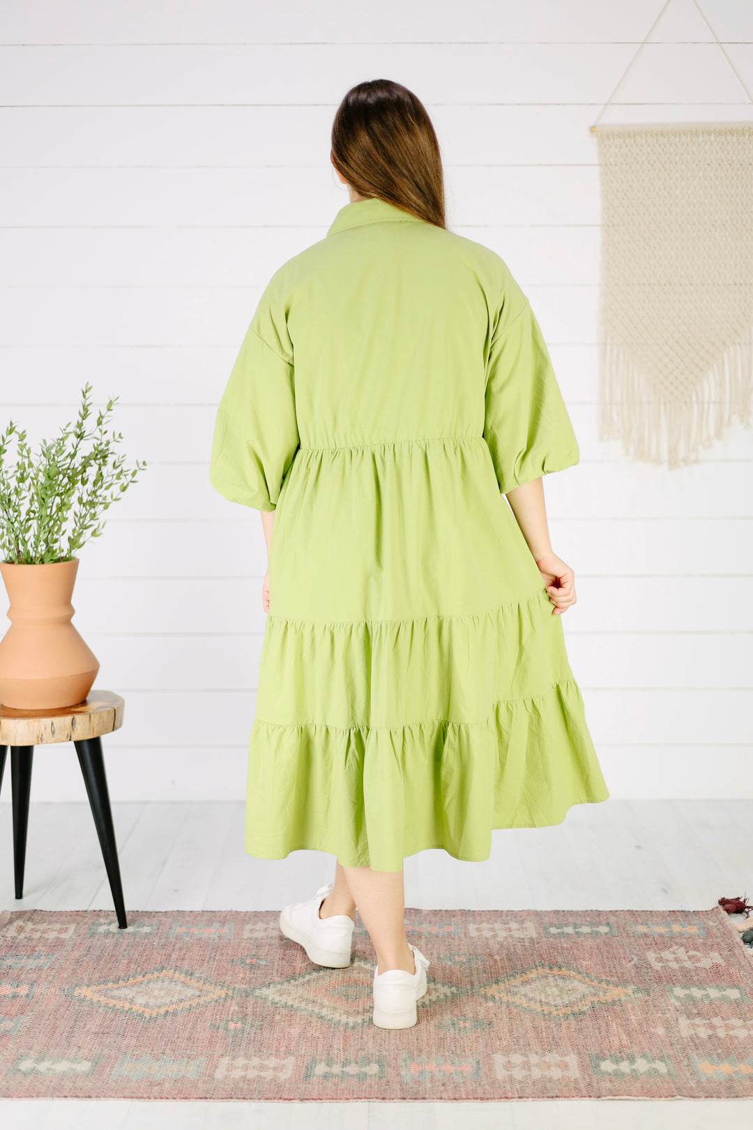 Ayanna Poplin Midi Dress- Light Green