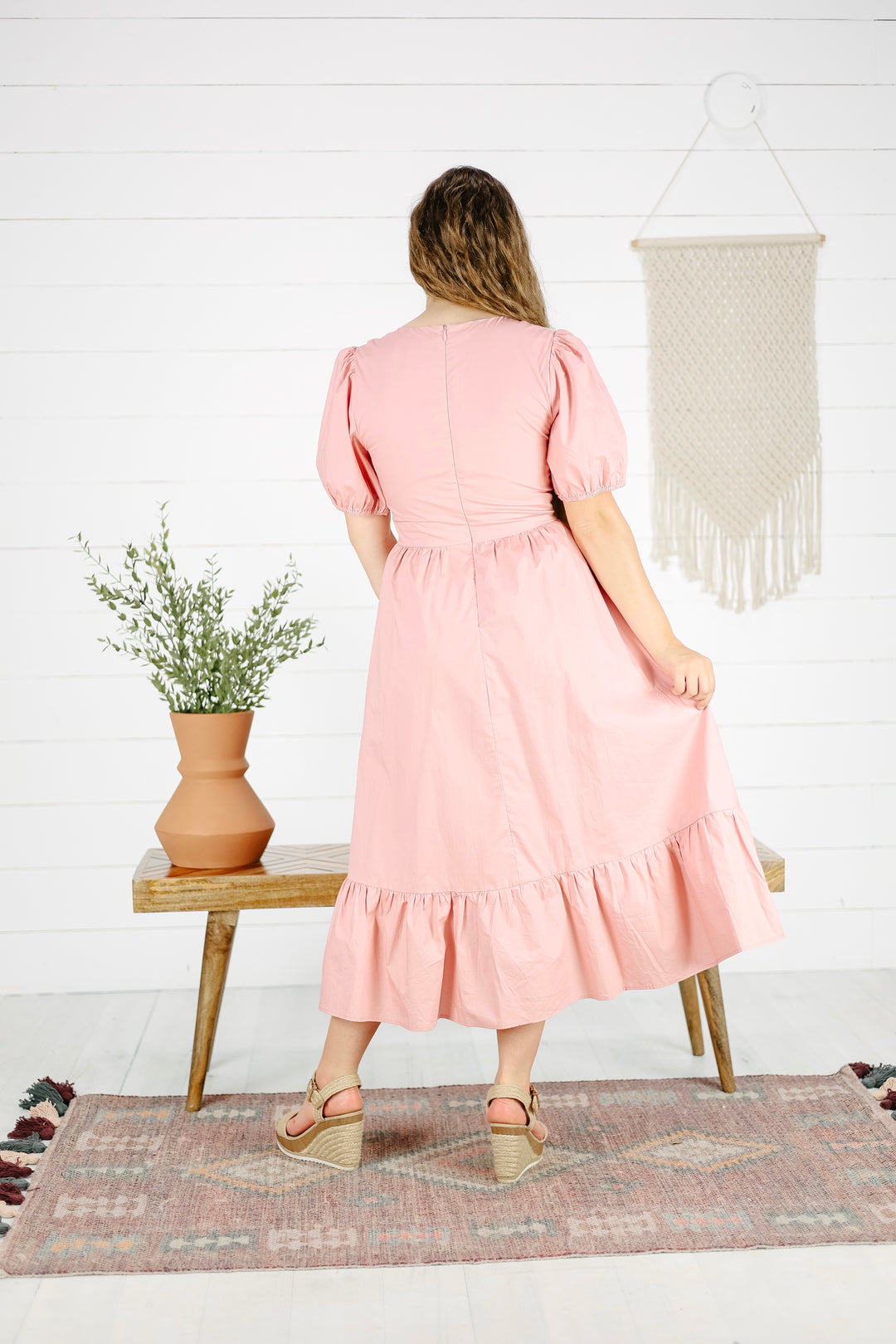 Lovett Embroidered Midi Dress- Pink