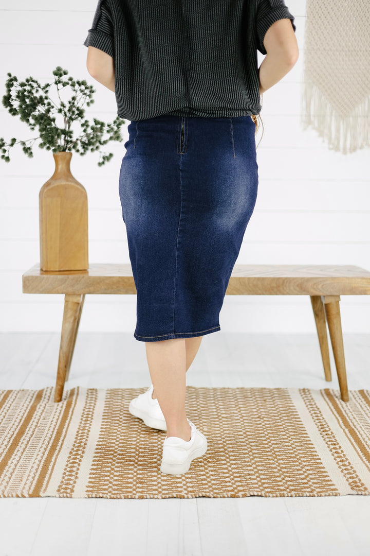 Teryn Denim Skirt - Dk. Indigo