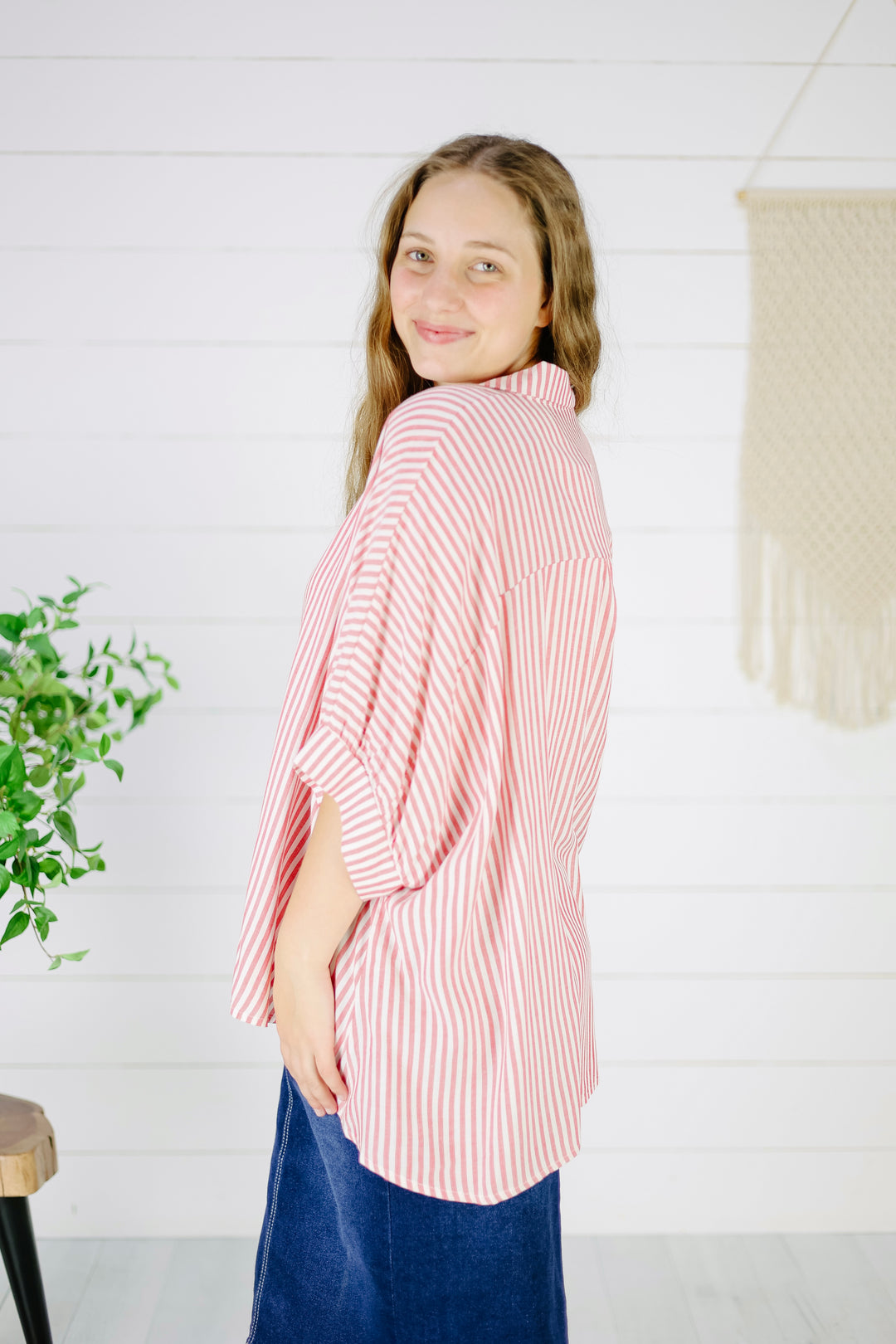 Kylam Stripe Top - Ruby