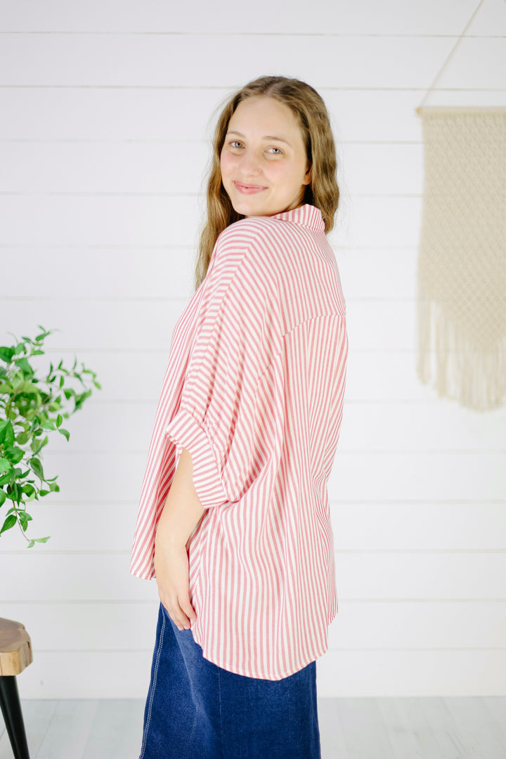Kylam Stripe Top - Ruby
