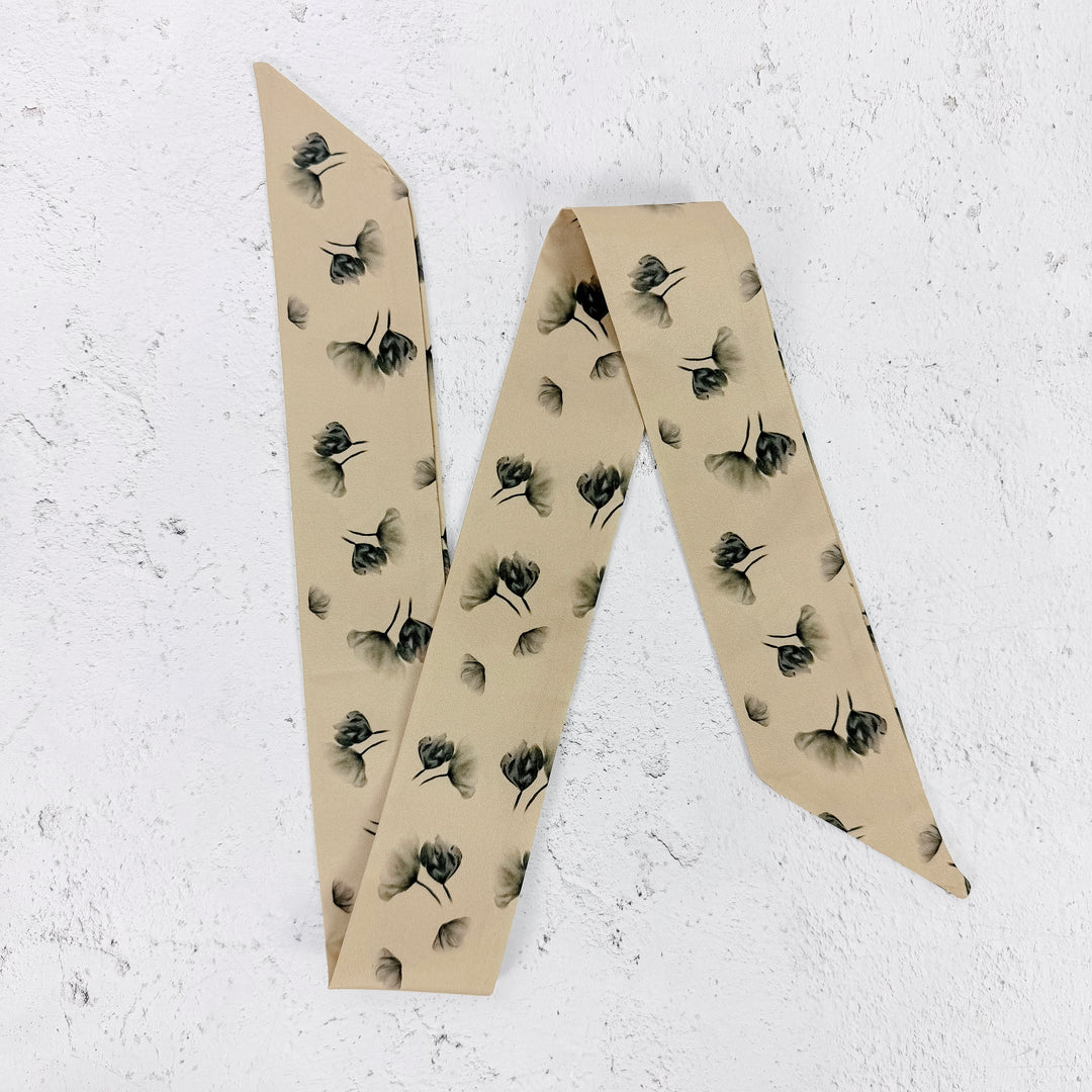 Willow Floral Skinny Scarf-Gold