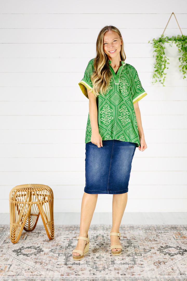 Keri Print Top- Green