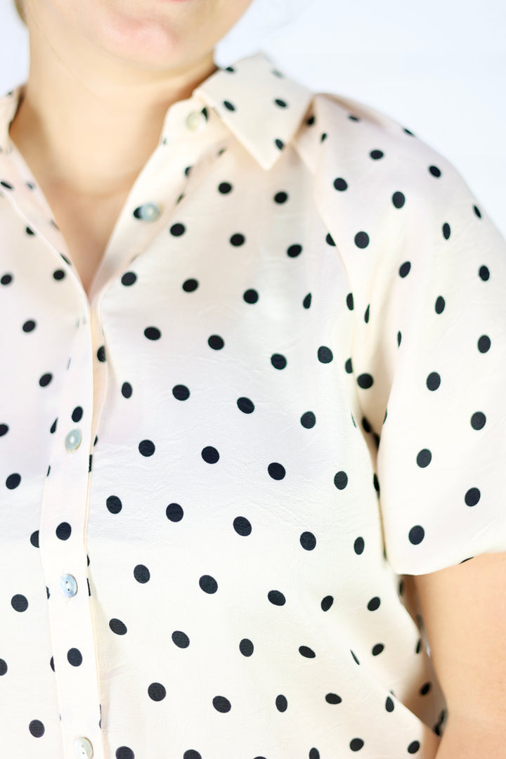 Audrey Polka Dot Top-Cream