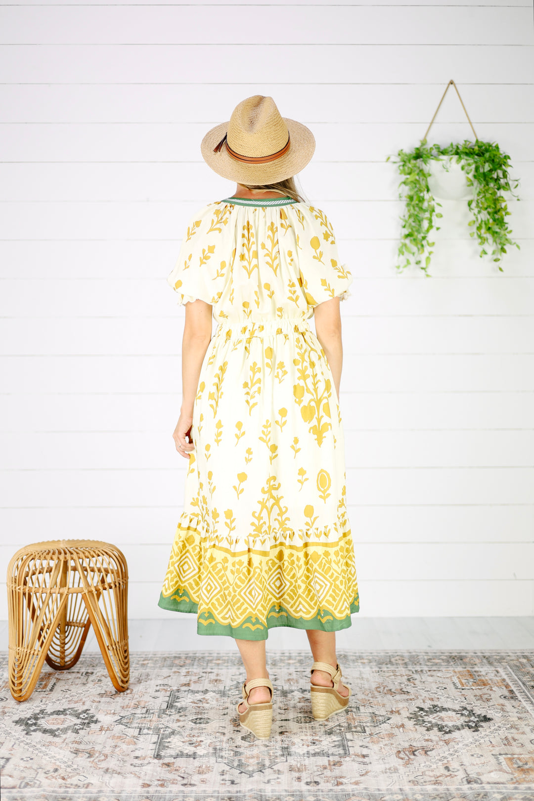 Nicolette Print Midi Dress- Yellow