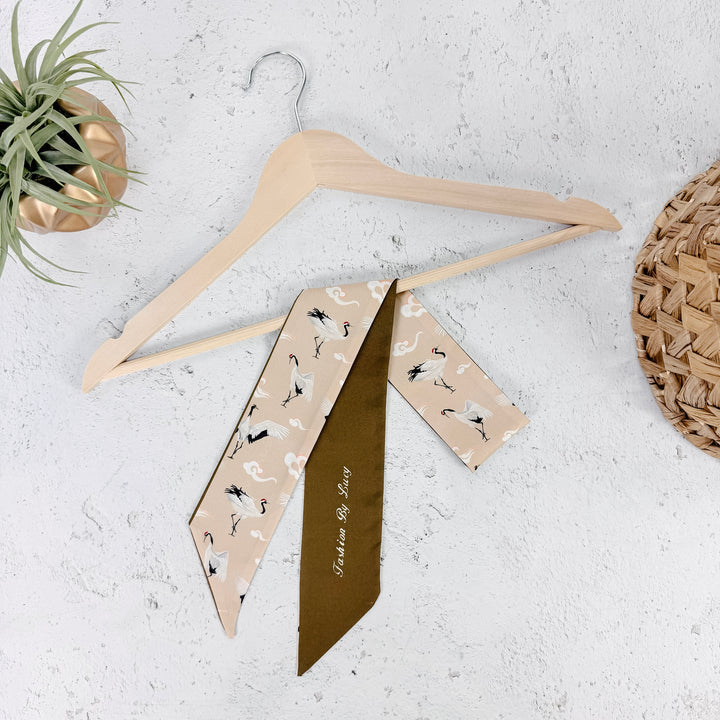 Sora Crane Skinny Scarf-Khaki