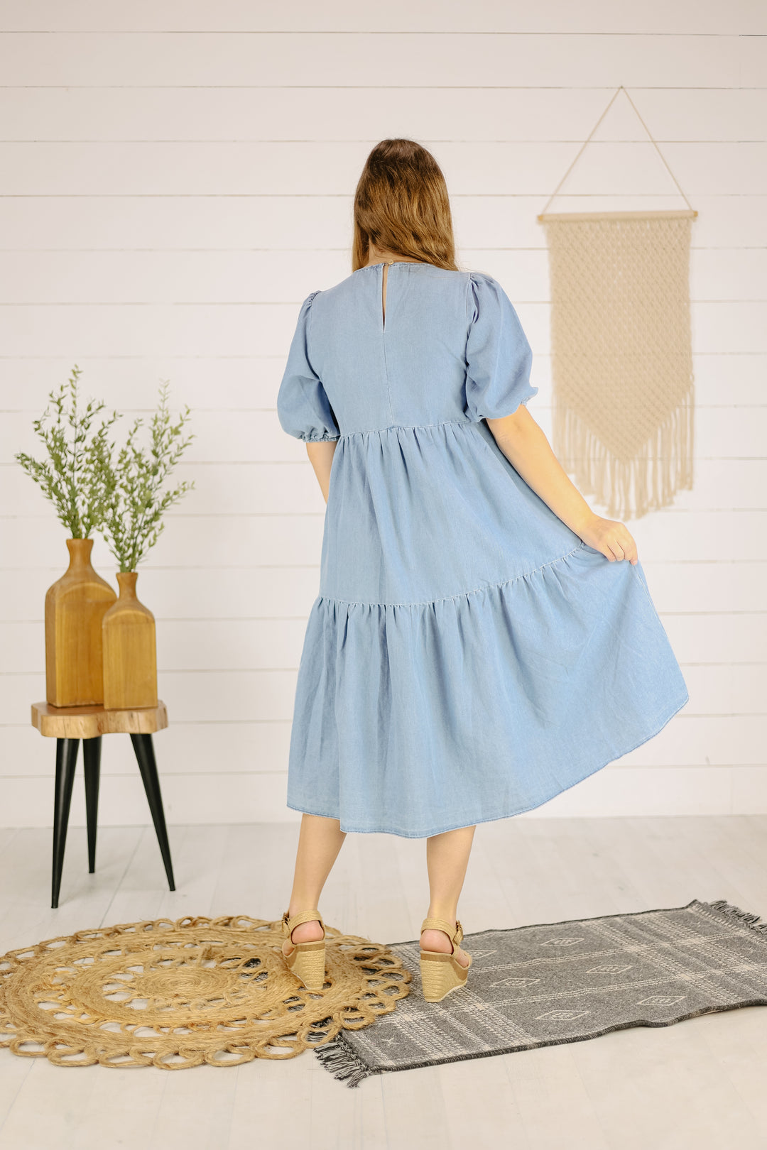Lauretta Midi Dress- Light Denim