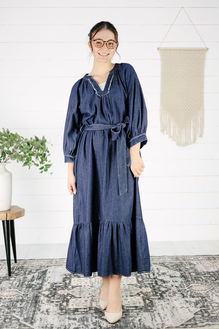 Kerry Chambray Midi Dress - Denim