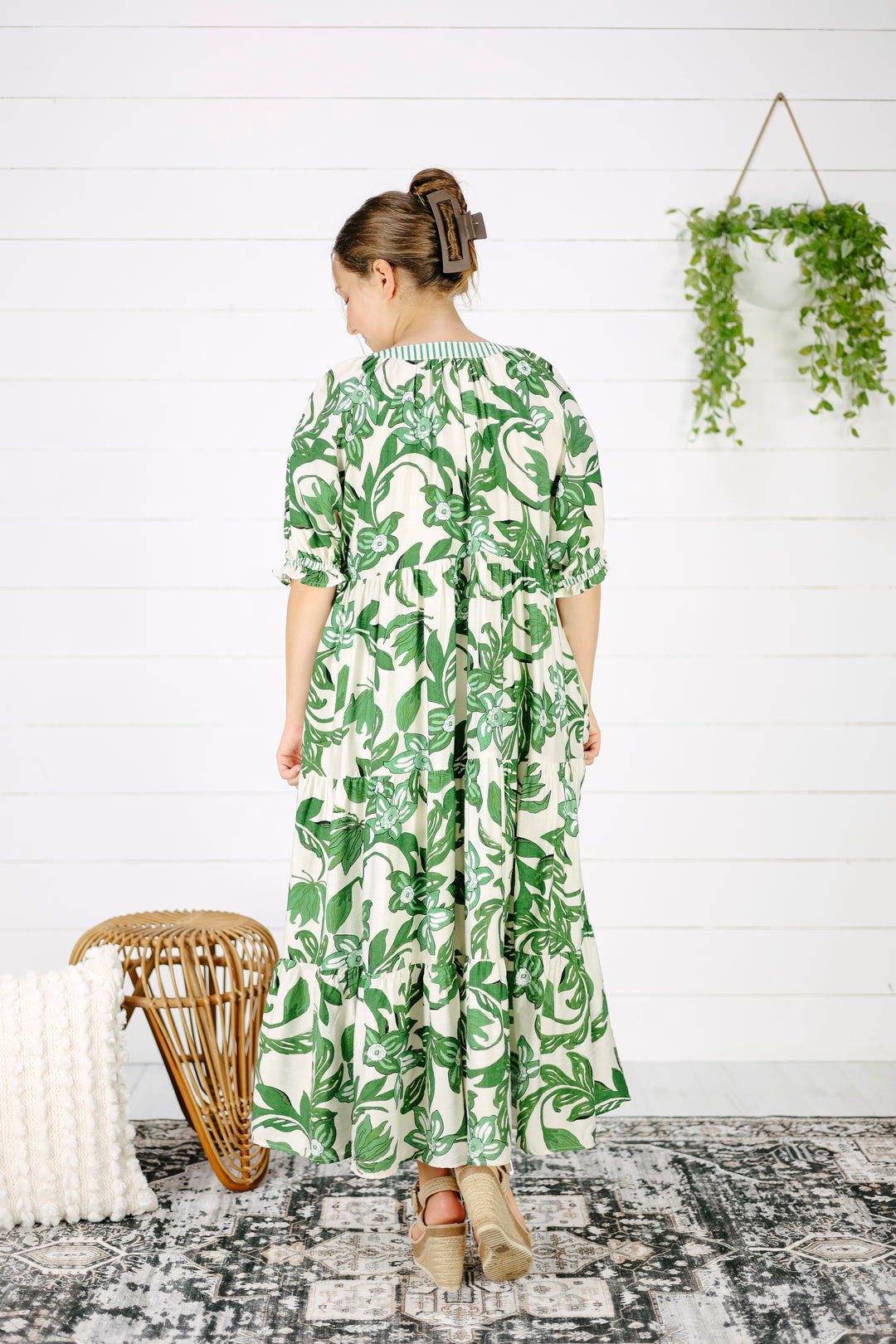 Evie Floral Midi Dress- Green