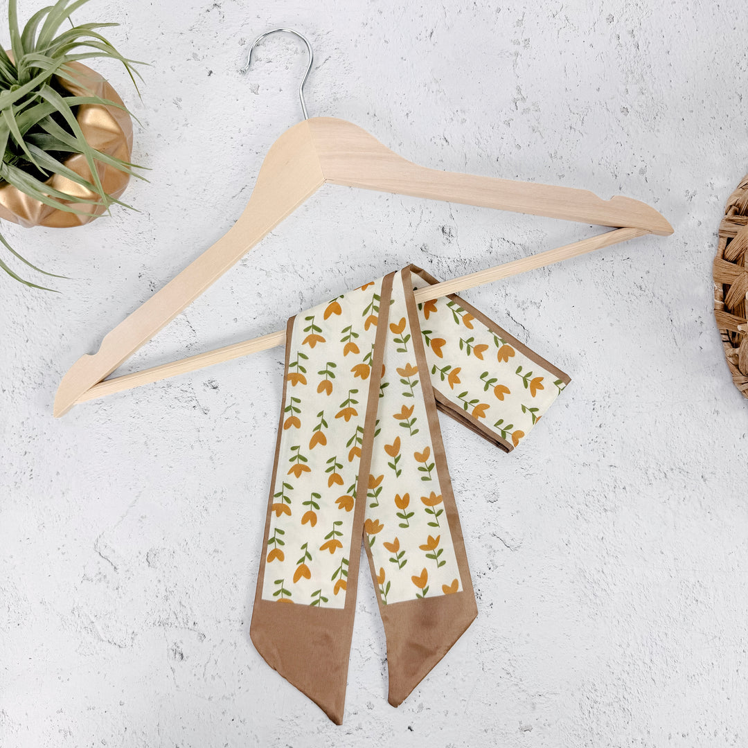 Marigold Floral Skinny Scarf- Orange