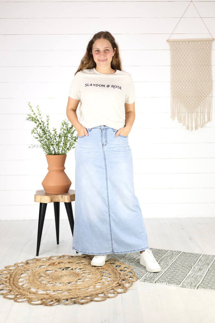 Cassidy Maxi Denim Skirt- Lt. Indigo
