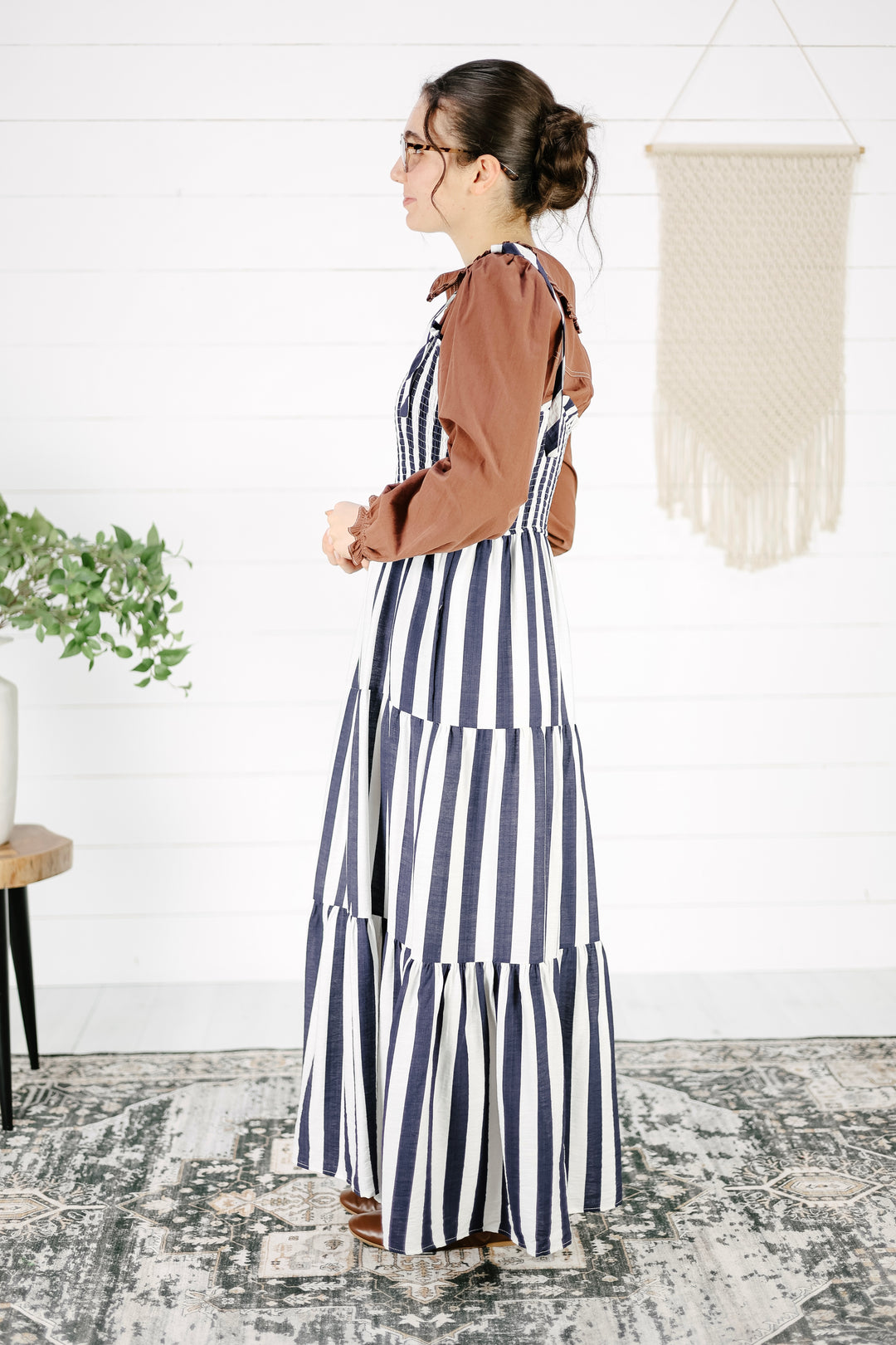 Kilby Striped Tiered Maxi Dress - Navy