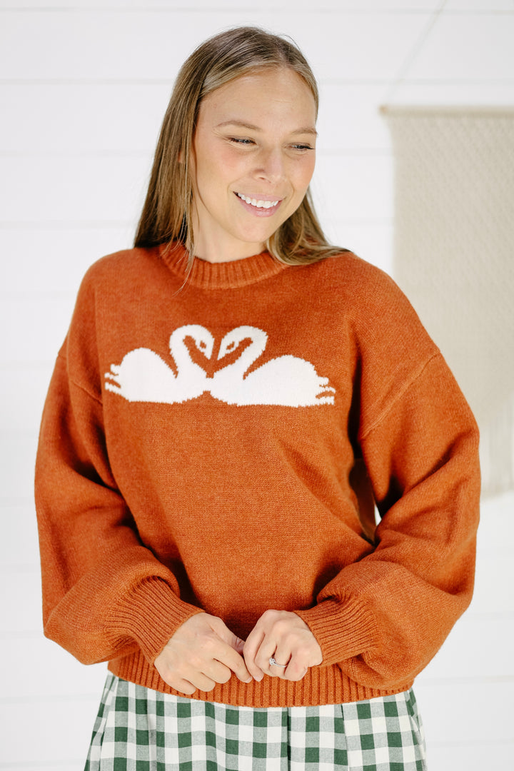 DeMille Swan Sweater- Rust