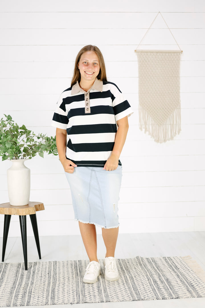 Flynn Stripe Top- Black