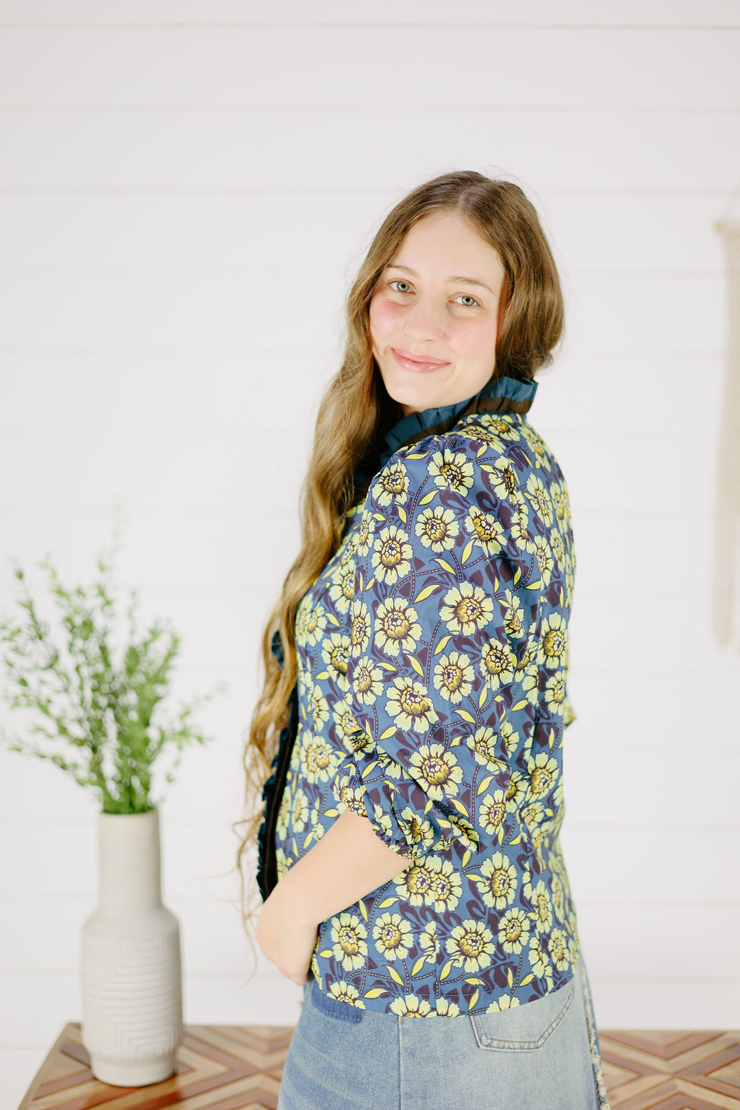 Marlee Floral top- Navy