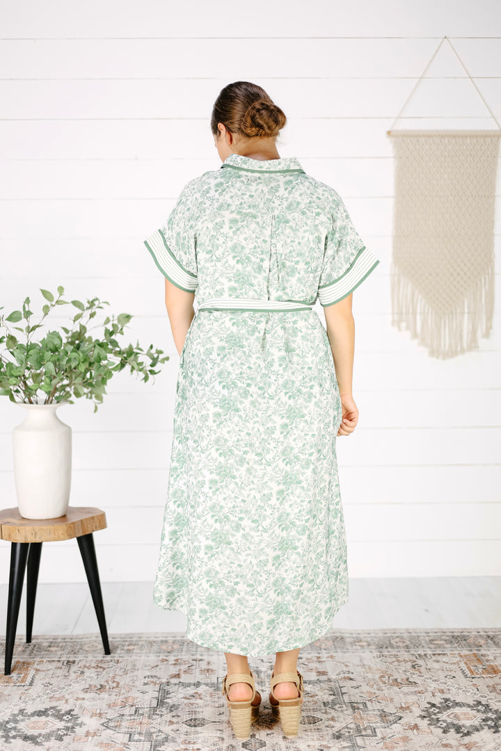 Jeanie Floral Midi Dress- Green