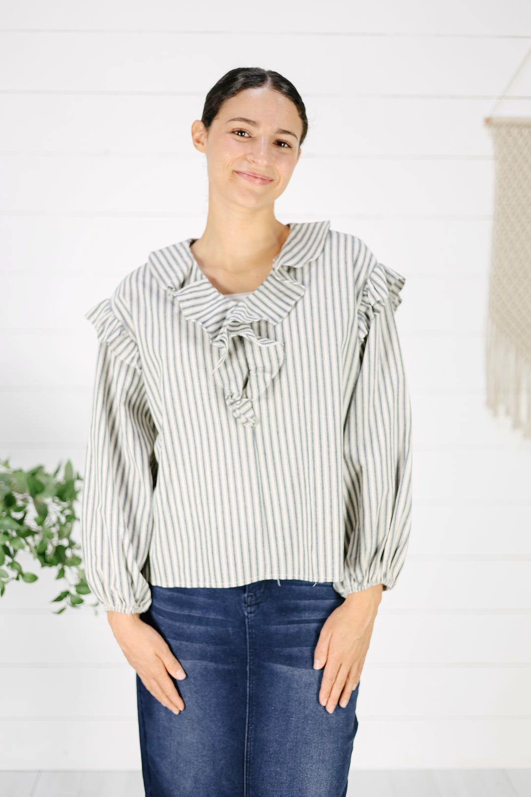 Gwyneth Stripe Blouse - Navy