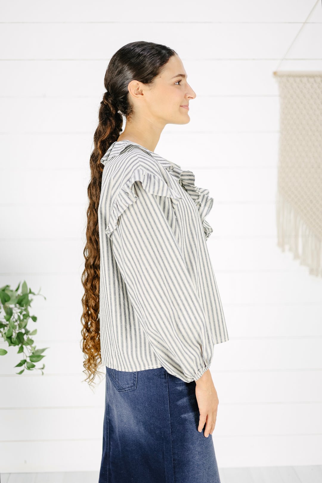 Gwyneth Stripe Blouse - Navy