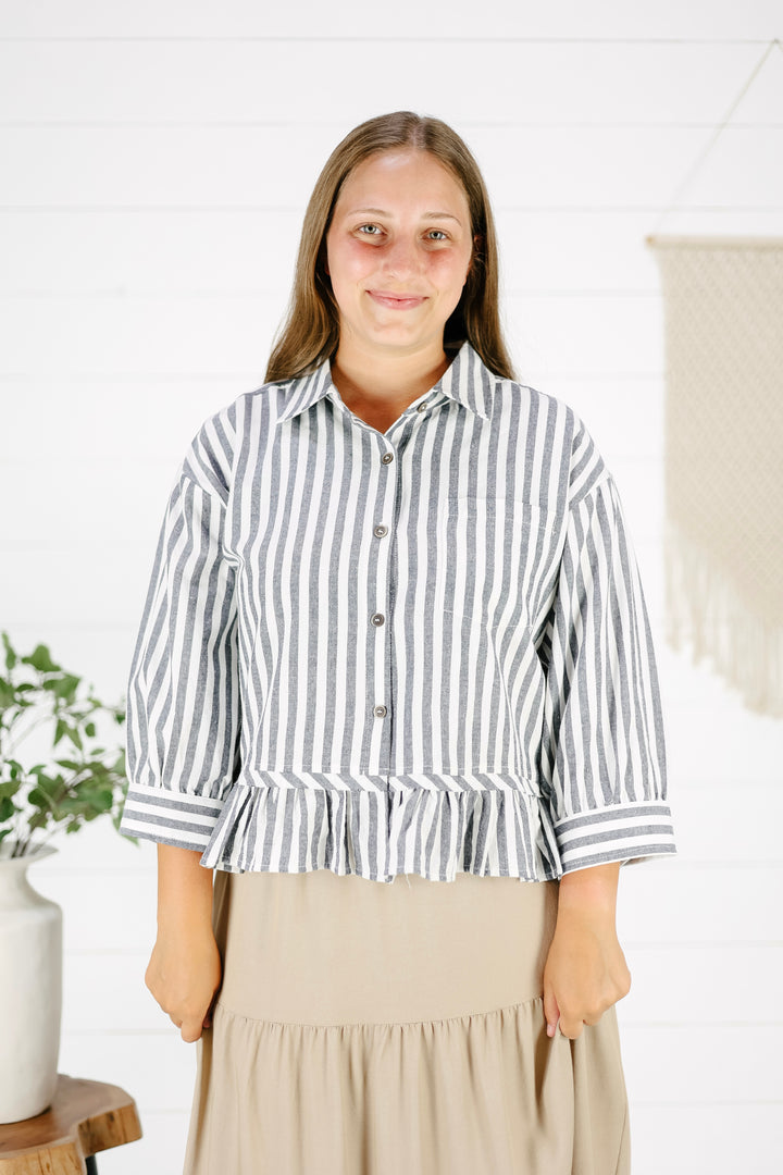 Caelynn Stripe Top- Navy