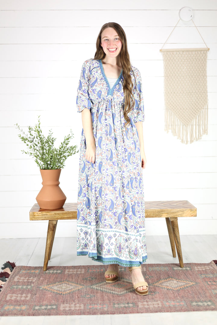 Marti Print Maxi Dress- Indigo