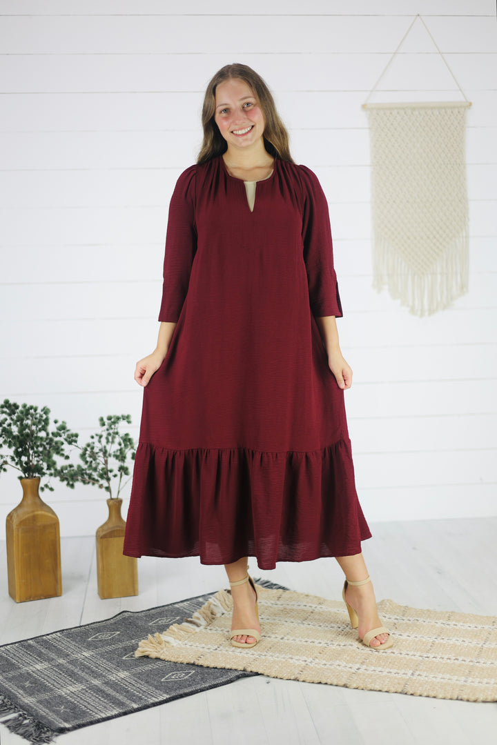 Heide Midi Dress- Burgundy