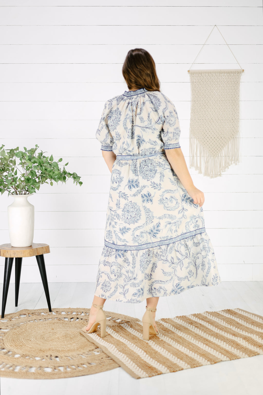 Collette Print Midi Dress- Blue