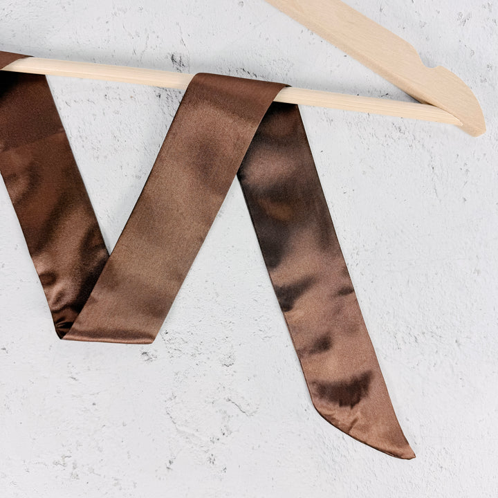 Dolly Satin Skinny Scarf – Brown