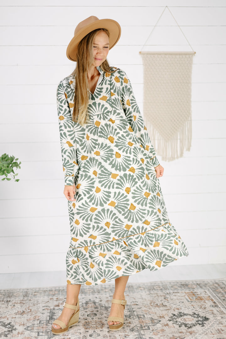 Marsha Print Maxi Dress- Olive