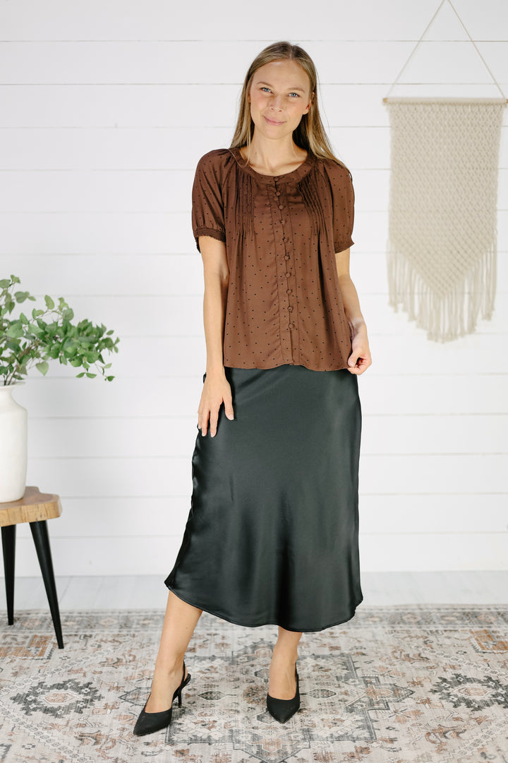 Leena Polka Dot Blouse- Brown