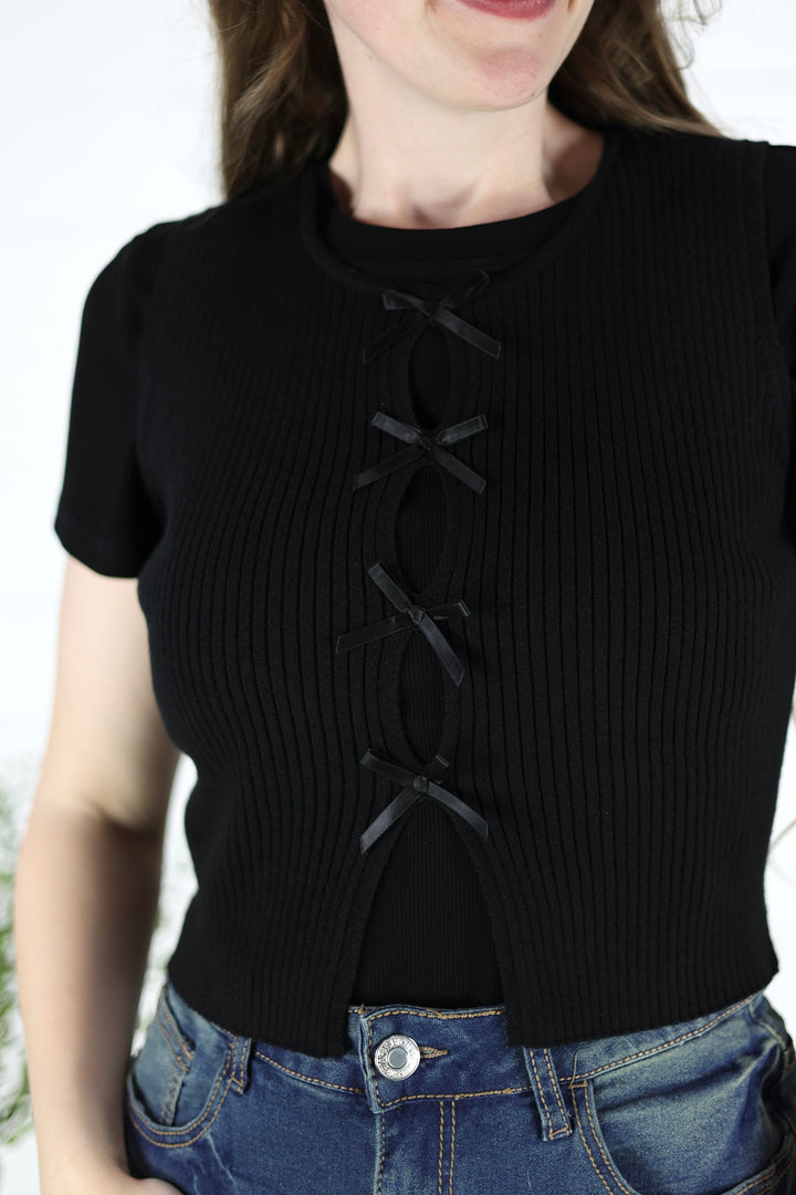 Gael Bow Vest- Black