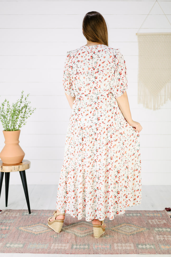 Florence Floral Midi Dress- Orange