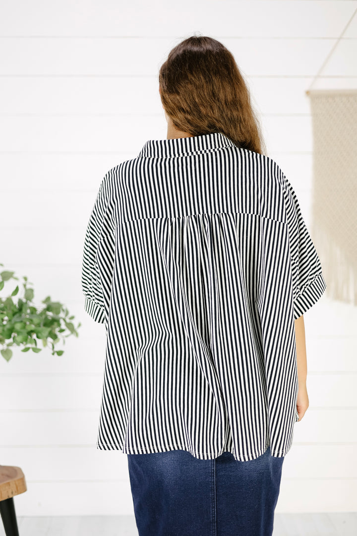 Constance Stripe Top-Black