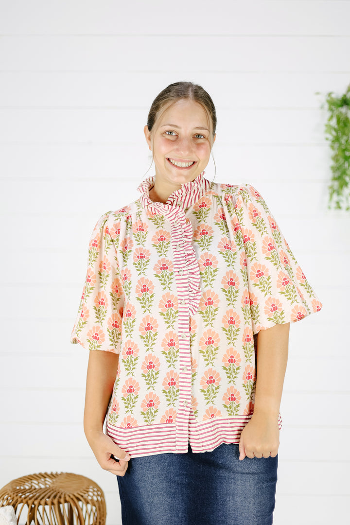 Cianna Print Top- Peach