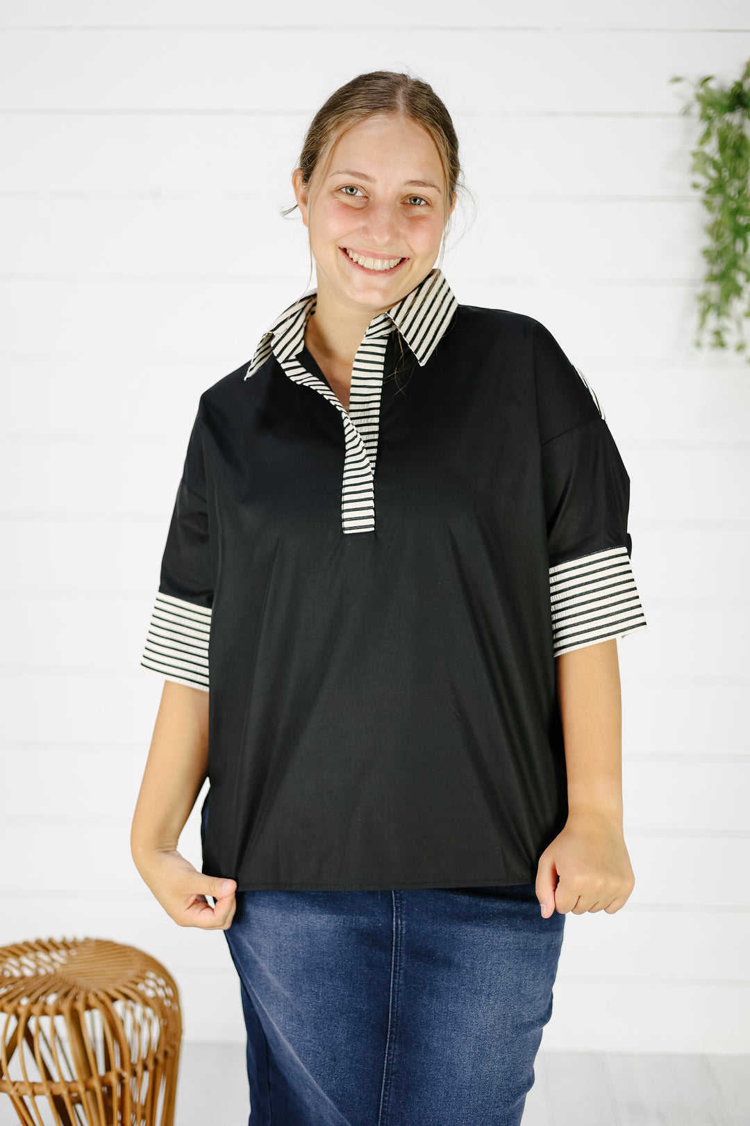 Marnie Print Top-Black