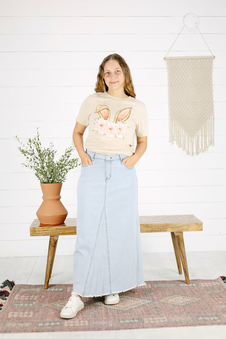 Baylee Maxi Denim Skirt-Lt. Indigo