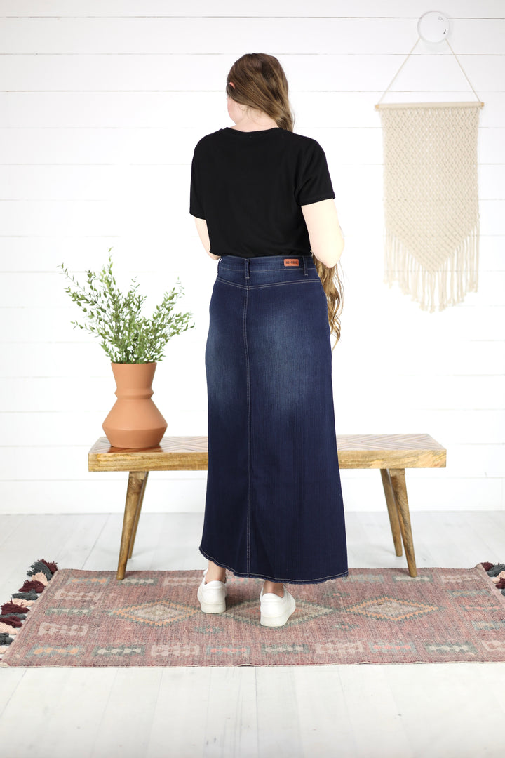 Davis Maxi Denim Skirt- Dk. Indigo