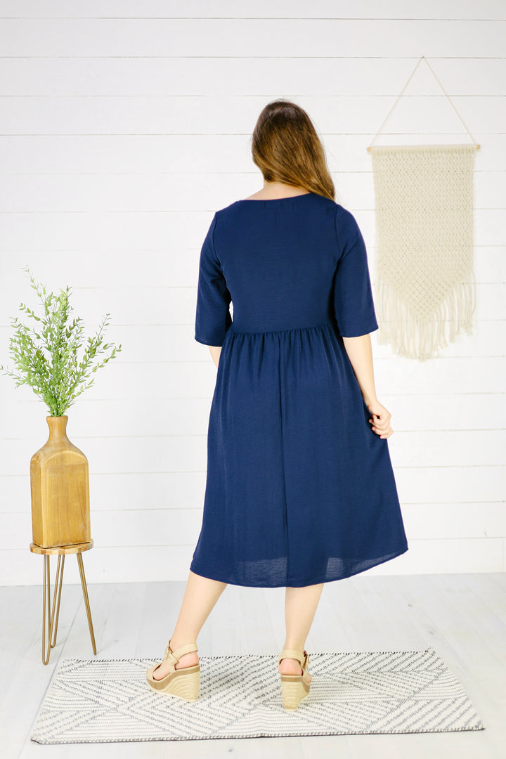 Celeste Midi Dress- Navy